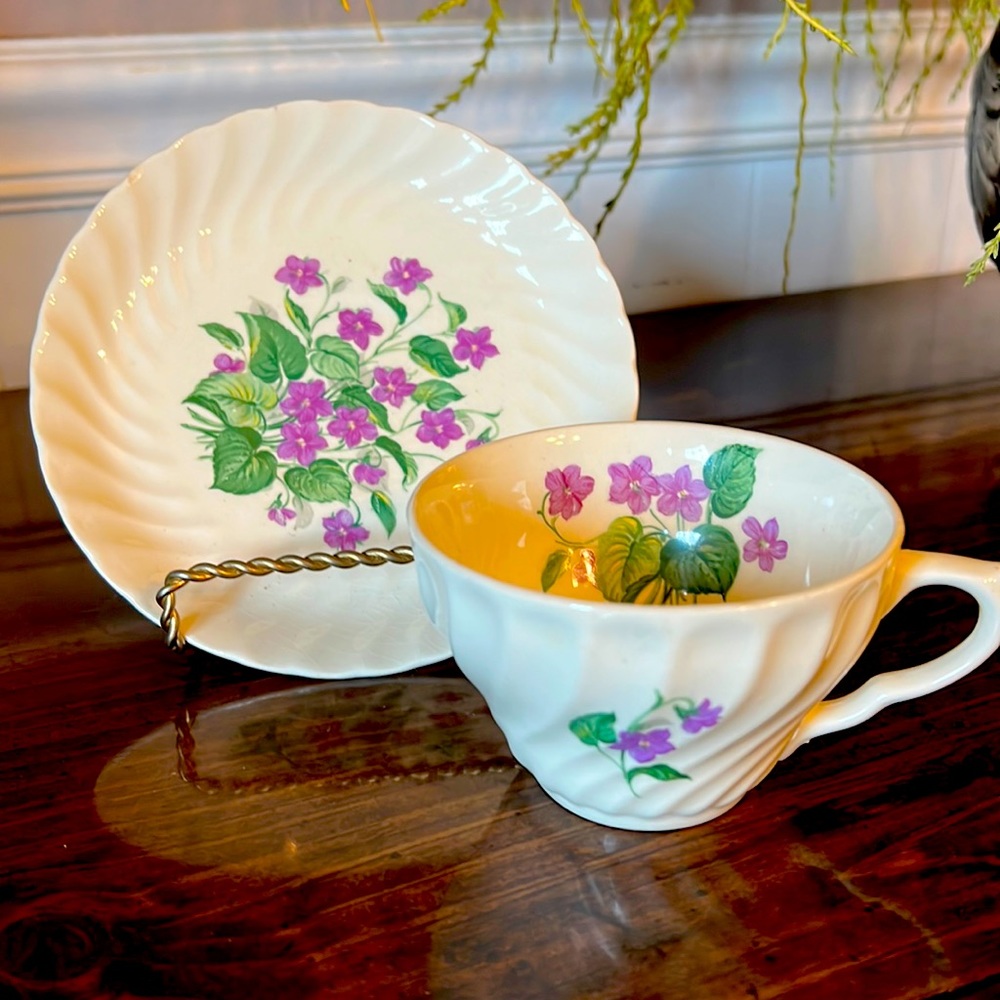 Vintage ROYAL CHINA “Royal Violet” Swirl Cup & Saucer Set
